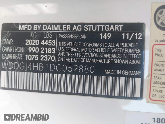 2013 Mercedes-Benz C 250 with VIN WDDGJ4HB1DG052880, listed as a IAAI auction lot 42013118 with 26,799 mi miles and . Bid and sale history available at DreamBid. Image 9.