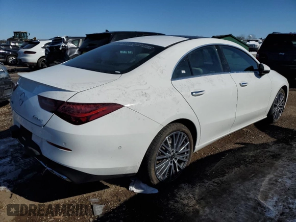 2024 Mercedes-Benz CLA 250 with VIN W1K5J4HB6RN452976, listed as a Copart auction lot 46283815 with 3,868 mi miles and Salvage title. Bid and sale history available at DreamBid. Image 3.