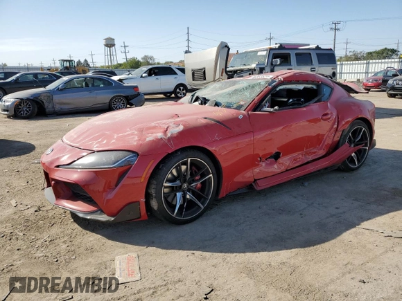 2022 Toyota GR Supra 3.0 with VIN WZ1DB0C0XNW051910, listed as a Copart auction lot 75352524 with 13,090 mi miles and Salvage Title. Bid and sale history available at carsss.com. Image 1.