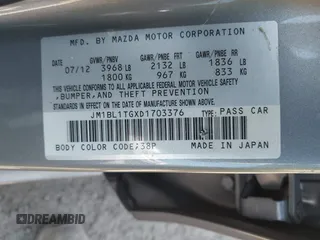 2013 Mazda 3 i SV with VIN JM1BL1TGXD1703376, listed as a IAAI auction lot 42078136 with 121,875 mi miles and . Bid and sale history available at DreamBid. Image 9.