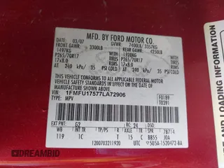 2007 Ford Expedition Eddie Bauer z VIN 1FMFU17577LA72906, wystawiony jako IAAI lot #42134402 z przebiegiem 341 083 mil mil oraz . Historia ofert i sprzedaży dostępna na DreamBid. Obrazek 9.