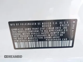 2020 Volkswagen Jetta S z VIN 3VWCB7BU4LM059258, wystawiony jako IAAI lot #42131824 z przebiegiem 64 724 mil mil oraz . Historia ofert i sprzedaży dostępna na DreamBid. Obrazek 9.