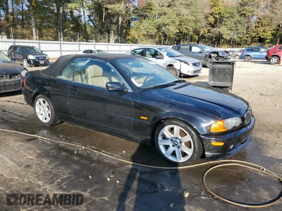 2001 BMW 3 Series 325Ci with VIN WBABS33421JY53592, listed as a Copart auction lot 80011414 with 0 mi miles and Salvage Title. Bid and sale history available at carsss.com. Image 4.