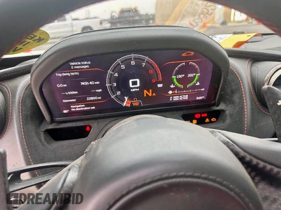 2018 McLaren 720S z VIN SBM14DCAXJW002364, wystawiony jako Copart lot #55175295 z przebiegiem 22 800 mil mil oraz Tytuł czysty. Historia ofert i sprzedaży dostępna na DreamBid. Obrazek 8.