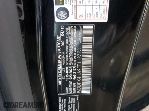 2015 Mercedes-Benz SLK-Class SLK 250 with VIN WDDPK4HA9FF112773, listed as a Copart auction lot 63842954 with 88,556 mi miles and Salvage Title. Bid and sale history available at carsss.com. Image 15.