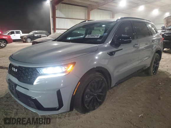 2023 Kia Sorento SX Prestige with VIN 5XYRKDLF5PG214365, listed as a Copart auction lot 82585314 with 19,231 mi miles and Salvage Title. Bid and sale history available at carsss.com. Image 1.
