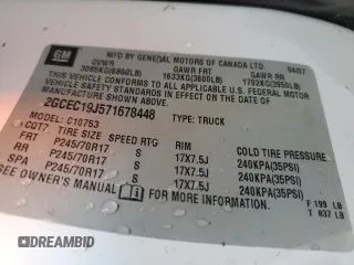 2007 Chevrolet Silverado 1500 LT w/2LT with VIN 2GCEC19J571678448, listed as a Copart auction lot 44227685 with Not Provided miles and Non Repairable. Bid and sale history available at carsss.com. Image 12.