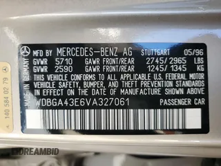 1997 Mercedes-Benz S z VIN WDBGA43E6VA327061, wystawiony jako Copart lot #60463845 z przebiegiem 210 157 mil mil oraz Szkoda całkowita • Salvage title. Historia ofert i sprzedaży dostępna na DreamBid. Obrazek 12.