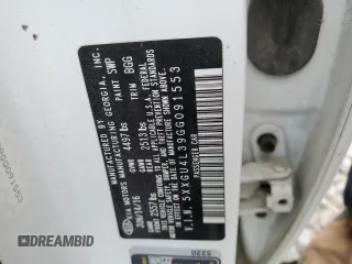 2016 Kia Optima EX with VIN 5XXGU4L39GG091553, listed as a Copart auction lot 56754325 with Not provided miles and Salvage title. Bid and sale history available at DreamBid. Image 12.