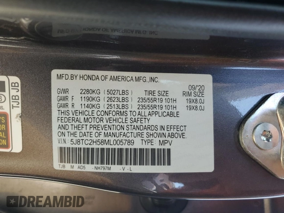 2021 Acura RDX Technology z VIN 5J8TC2H58ML005789, wystawiony jako Copart lot #57719415 z przebiegiem 50 475 mil mil oraz Szkoda całkowita • Salvage title. Historia ofert i sprzedaży dostępna na DreamBid. Obrazek 14.