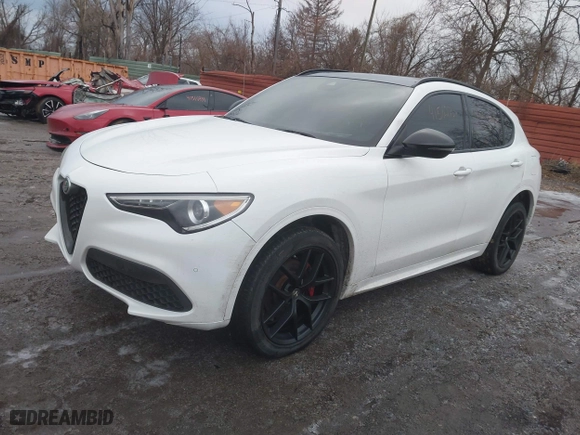 2021 Alfa Romeo Stelvio Ti with VIN ZASPAKBNXM7D15764, listed as a IAAI auction lot 41502764 with 48,714 mi miles. Bid and sale history available at carsss.com. Image 18.