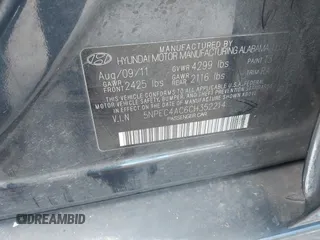 2012 Hyundai Sonata SE z VIN 5NPEC4AC6CH352214, wystawiony jako IAAI lot #42491210 z przebiegiem 236 292 mil mil oraz . Historia ofert i sprzedaży dostępna na DreamBid. Obrazek 9.
