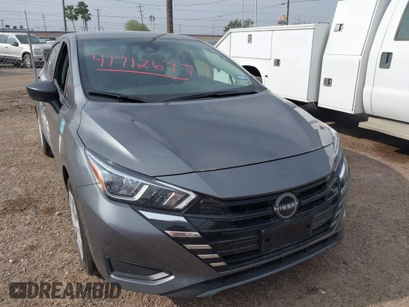 2024 Nissan Versa S with VIN 3N1CN8DV1RL918569, listed as a IAAI auction lot 41712697 with 4,642 mi miles. Bid and sale history available at carsss.com. Image 1.