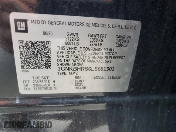 2020 Chevrolet Blazer LT z VIN 3GNKBHRS6LS681503, wystawiony jako Copart lot #42706885 z przebiegiem 86 531 mil mil oraz Nie do naprawy • Non repairable. Historia ofert i sprzedaży dostępna na DreamBid. Obrazek 13.