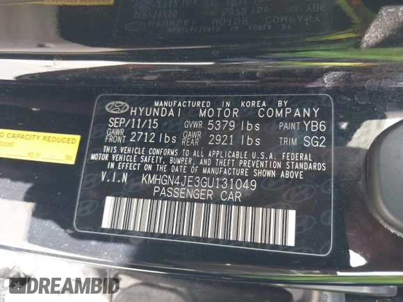 2016 Hyundai Genesis 3.8L z VIN KMHGN4JE3GU131049, wystawiony jako IAAI lot #42022155 z przebiegiem 107 801 mil mil oraz . Historia ofert i sprzedaży dostępna na DreamBid. Obrazek 9.