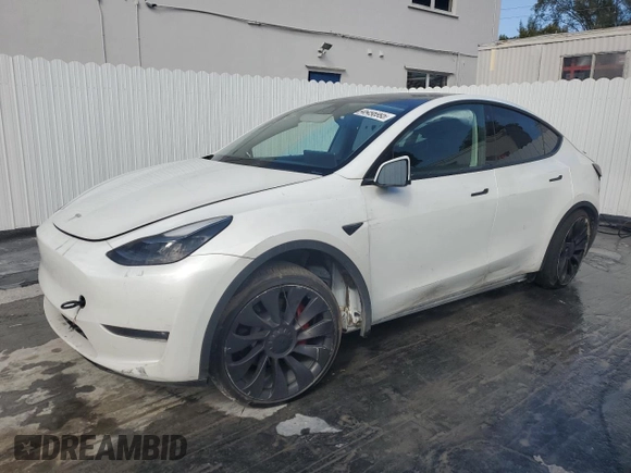 2023 Tesla Model Y Performance with VIN 7SAYGDEF8PF595178, listed as a Copart auction lot 46496995 with 39,057 mi miles and Non Repairable. Bid and sale history available at DreamBid. Image 1.