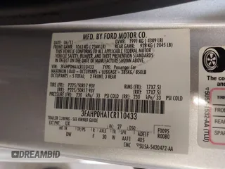 2012 Ford Fusion SE with VIN 3FAHP0HA1CR110433, listed as a IAAI auction lot 42344420 with 260,870 mi miles and . Bid and sale history available at DreamBid. Image 9.