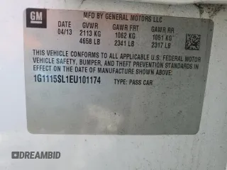 2014 Chevrolet Impala LT with VIN 1G1115SL1EU101174, listed as a Copart auction lot 41827855 with 152,588 mi miles and Salvage Title. Bid and sale history available at DreamBid. Image 12.