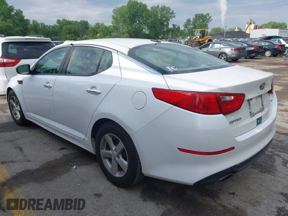 2015 Kia Optima LX with VIN KNAGM4A79F5555866, listed as a IAAI auction lot 42223745 with 115,504 mi miles and . Bid and sale history available at DreamBid. Image 3.
