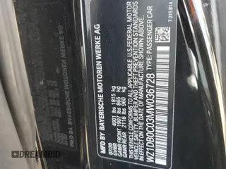 2021 Toyota GR Supra 3.0 with VIN WZ1DB0C03MW036728, listed as a Copart auction lot 85883404 with 95,426 mi miles and Salvage Title. Bid and sale history available at carsss.com. Image 12.