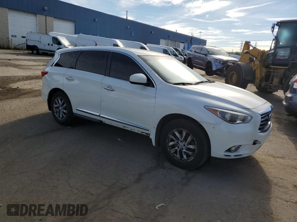 2013 Infiniti JX35 with VIN 5N1AL0MM0DC351192, listed as a Copart auction lot 75236204 with 182,612 mi miles and Clean Title. Bid and sale history available at carsss.com. Image 4.