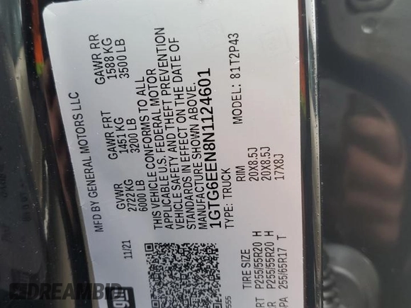 2022 GMC Canyon 4WD Denali with VIN 1GTG6EEN8N1124601, listed as a Copart auction lot 83953604 with 26,045 mi miles and Salvage Title. Bid and sale history available at carsss.com. Image 12.