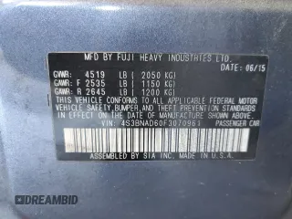 2015 Subaru Legacy Premium with VIN 4S3BNAD60F3070961, listed as a Copart auction lot 64823315 with 68,006 mi miles and Salvage title. Bid and sale history available at DreamBid. Image 12.