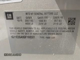 2016 Chevrolet Malibu Limited LT with VIN 1G11C5SA6GF168501, listed as a IAAI auction lot 41917649 with 123,208 mi miles. Bid and sale history available at carsss.com. Image 9.