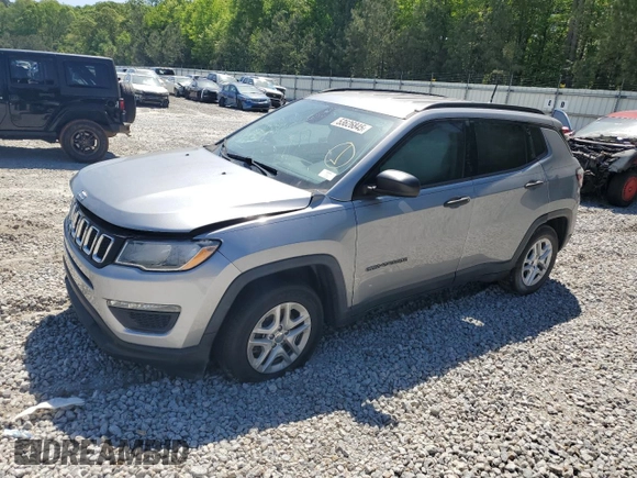 2018 Jeep Compass Sport with VIN 3C4NJCAB5JT240492, listed as a Copart auction lot 53626845 with 75,355 mi miles and Salvage title. Bid and sale history available at DreamBid. Image 1.