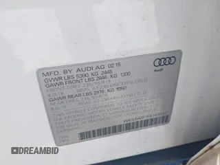 2015 Audi Q5 Premium Plus with VIN WA1LFAFP7FA103337, listed as a IAAI auction lot 41781390 with 96,465 mi miles and . Bid and sale history available at DreamBid. Image 9.