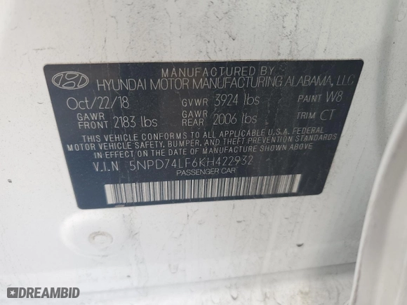 2019 Hyundai Elantra SE with VIN 5NPD74LF6KH422932, listed as a Copart auction lot 69045464 with 138,416 mi miles and Clean Title. Bid and sale history available at carsss.com. Image 15.