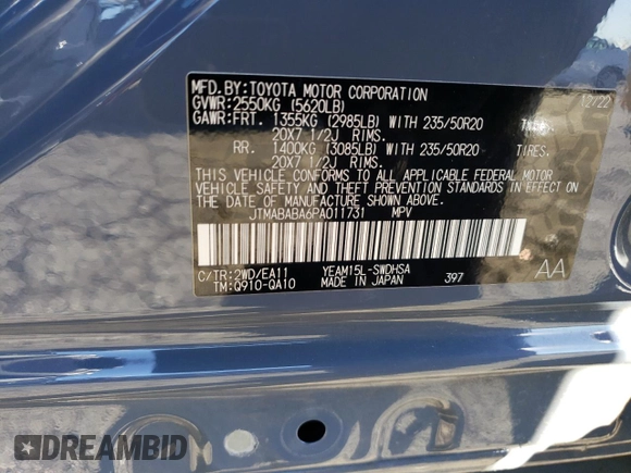 2023 Subaru Solterra Premium with VIN JTMABABA6PA011731, listed as a Copart auction lot 40254754 with 5,909 mi miles and . Bid and sale history available at DreamBid. Image 12.