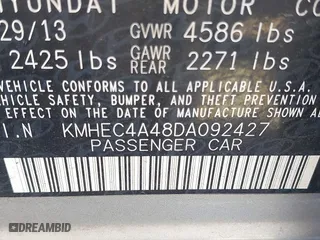 2013 Hyundai Sonata Hybrid Limited with VIN KMHEC4A48DA092427, listed as a IAAI auction lot 41672521 with 127,473 mi miles. Bid and sale history available at carsss.com. Image 9.