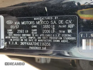 2017 Kia Forte LX with VIN 3KPFK4A70HE116356, listed as a Copart auction lot 51543985 with 83,380 mi miles and Salvage Title. Bid and sale history available at carsss.com. Image 14.