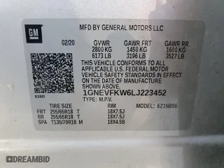 2020 Chevrolet Traverse LS with VIN 1GNEVFKW6LJ223452, listed as a Copart auction lot 48722745 with 99,065 mi miles and Salvage Title. Bid and sale history available at carsss.com. Image 16.