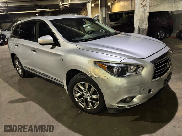 2014 Infiniti QX60 with VIN 5N1AL0MM0EC535839, listed as a Copart auction lot 51951585 with 121,619 mi miles and Salvage title. Bid and sale history available at DreamBid. Image 1.