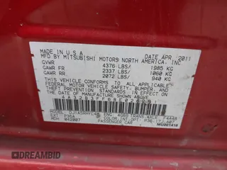 2011 Mitsubishi Galant ES with VIN 4A32B3FF6BE028291, listed as a IAAI auction lot 41061276 with 1 mi miles. Bid and sale history available at carsss.com. Image 9.