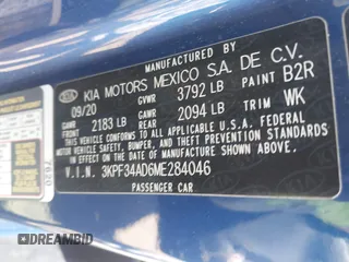 2021 Kia Forte GT-Line z VIN 3KPF34AD6ME284046, wystawiony jako IAAI lot #42231501 z przebiegiem 97 877 mil mil oraz . Historia ofert i sprzedaży dostępna na DreamBid. Obrazek 9.