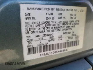 2005 Nissan Altima SL z VIN 1N4AL11D65N446947, wystawiony jako Copart lot #49281895 z przebiegiem 225 343 mil mil oraz Szkoda całkowita • Salvage title. Historia ofert i sprzedaży dostępna na DreamBid. Obrazek 13.