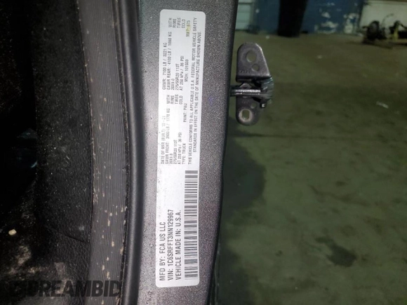 2022 Ram 1500 Lone Star with VIN 1C6SRFFT3NN129967, listed as a Copart auction lot 85984874 with Not provided miles and Non repairable. Bid and sale history available at DreamBid. Image 12.