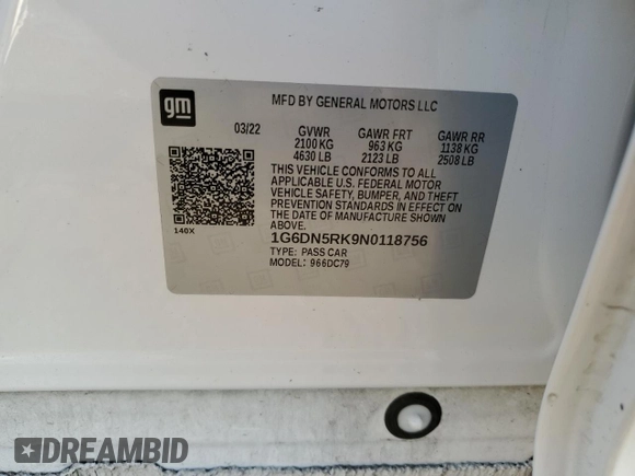 2022 Cadillac CT5 Premium Luxury z VIN 1G6DN5RK9N0118756, wystawiony jako Copart lot #46191675 z przebiegiem 45 527 mil mil oraz Szkody całkowita. Historia ofert i sprzedaży dostępna na DreamBid. Obrazek 15.