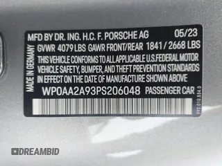 2023 Porsche 911 Carrera with VIN WP0AA2A93PS206048, listed as a IAAI auction lot 42022225 with 6,439 mi miles and . Bid and sale history available at DreamBid. Image 9.