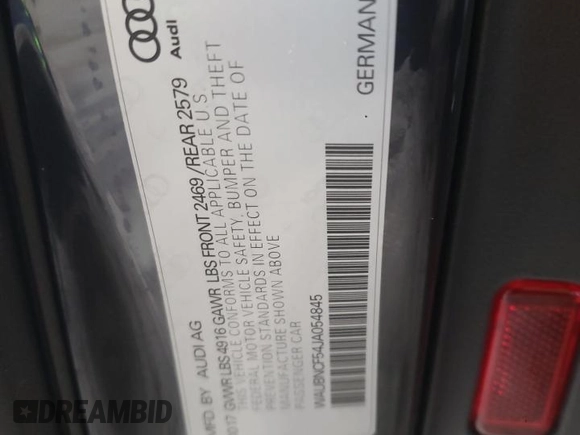 2018 Audi A5 Sportback Premium Plus with VIN WAUBNCF54JA054845, listed as a Copart auction lot 81963193 with 66,074 mi miles. Bid and sale history available at carsss.com. Image 12.