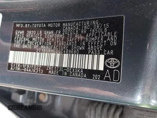 2016 Toyota Corolla L z VIN 2T1BURHE0GC489680, wystawiony jako IAAI lot #42695349 z przebiegiem 100 380 mil mil oraz . Historia ofert i sprzedaży dostępna na DreamBid. Obrazek 9.