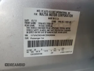 2012 Mazda 6 i Touring with VIN 1YVHZ8DH8C5M28584, listed as a Copart auction lot 47291745 with Not Provided miles and Salvage Title. Bid and sale history available at DreamBid. Image 13.