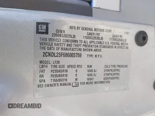 2008 Chevrolet Equinox LS with VIN 2CNDL23F686065759, listed as a IAAI auction lot 41941094 with 147,107 mi miles. Bid and sale history available at carsss.com. Image 9.