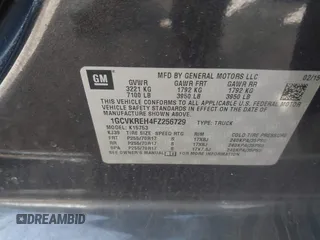 2015 Chevrolet Silverado 1500 LT with VIN 1GCVKREH4FZ256729, listed as a IAAI auction lot 41973711 with 185,791 mi miles. Bid and sale history available at carsss.com. Image 9.