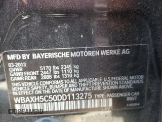 2013 BMW 5 Series 528i xDrive with VIN WBAXH5C50DD113275, listed as a Copart auction lot 53340505 with 128,872 mi miles and Clean Title. Bid and sale history available at carsss.com. Image 12.