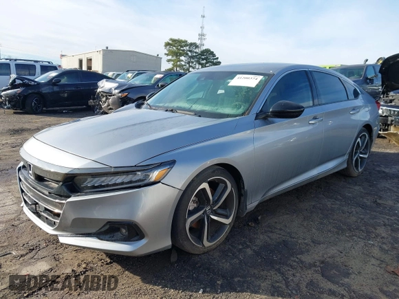 2022 Honda Accord Sedan Sport SE with VIN 1HGCV1F43NA039506, listed as a IAAI auction lot 41200374 with 67,006 mi miles. Bid and sale history available at carsss.com. Image 2.
