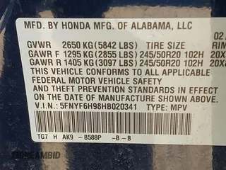 2017 Honda Pilot Touring with VIN 5FNYF6H98HB020341, listed as a IAAI auction lot 42037156 with 73,511 mi miles and . Bid and sale history available at DreamBid. Image 9.